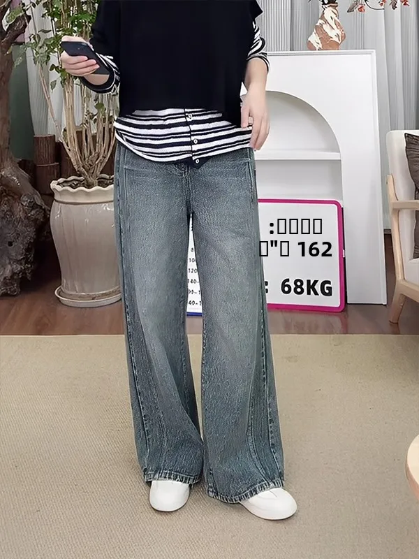 

Высококачественные ретро-джинсы из чистого хлопка, прямого кроя, женские, весенние, новинка, FSY50927, удобные, свободные, джинсовые брюки