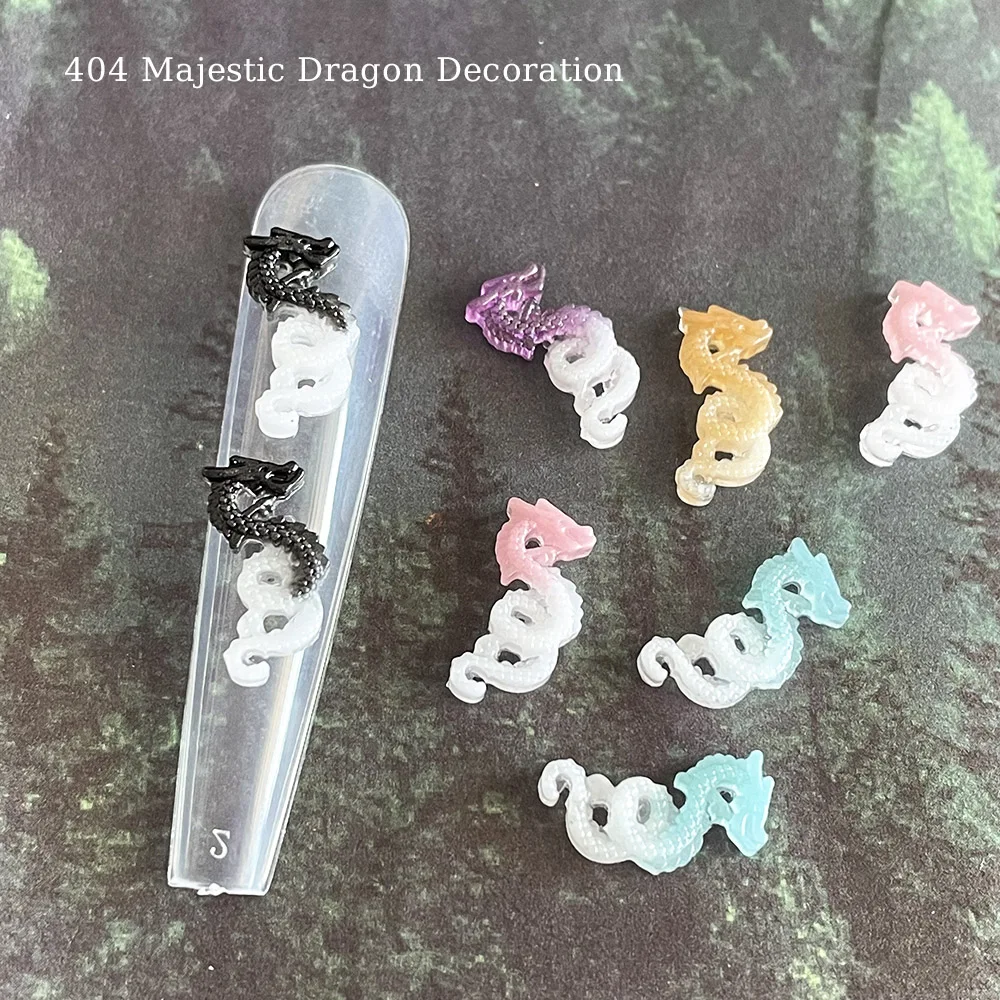 

-Luminous Dragon- CN Majestic Emp Style Resin Trinkets Monochrome Gradient Dragon Glowing Adornment Nail Gel Polish Ornament 404