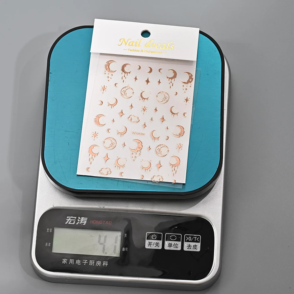 1 unidad de pegatinas 3D de oro rosa para uñas, sol, estrella, Luna, Y2K, serpiente, gato, calcomanías autoadhesivas, bronceador, luz de estrellas, corazón, deslizadores de manicura DIY