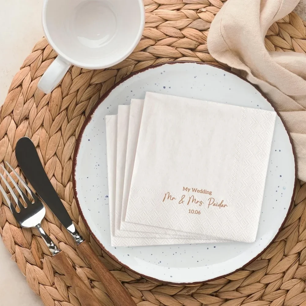 80 pcs Custom Wedding Napkins With Text|Personalized Fun Facts Napkins Sheets and more|Put Any Text On Cocktail Napkins