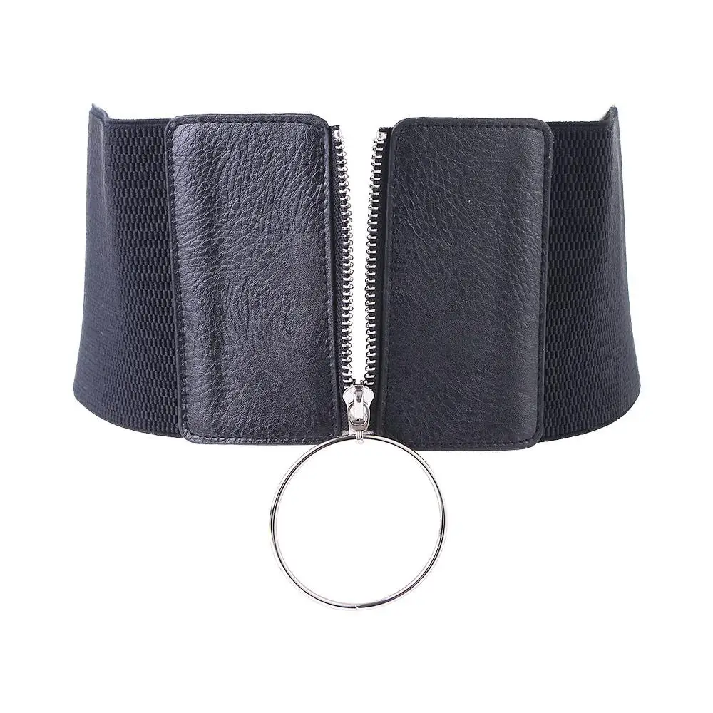 เข็มขัดรัดเอวหนัง PU แบบมีซิป ดีไซน์กระชับสัดส่วน เอวสูง สำหรับผู้หญิง