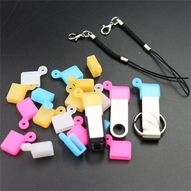 5pcs Portable Silicone Case for USB Flashs Drives with Attaches Cord Protects Against Water & Dust Multifunction Use for Home