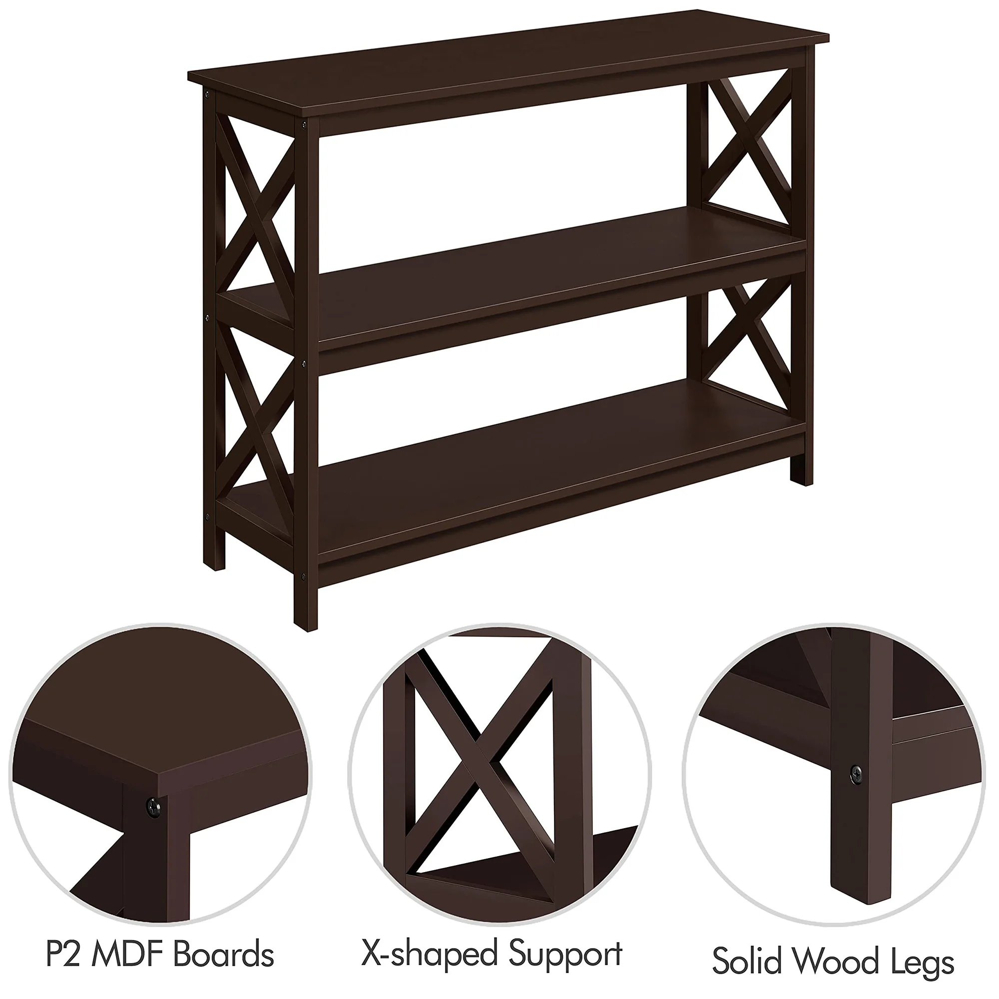 Console Table for Storage, Narrow Long Entryway Table Ideal for Small Spaces in Apartments, Condos and Tiny Homes, Living Room Accent Furniture to Enhance Interior Decor, brown view 3