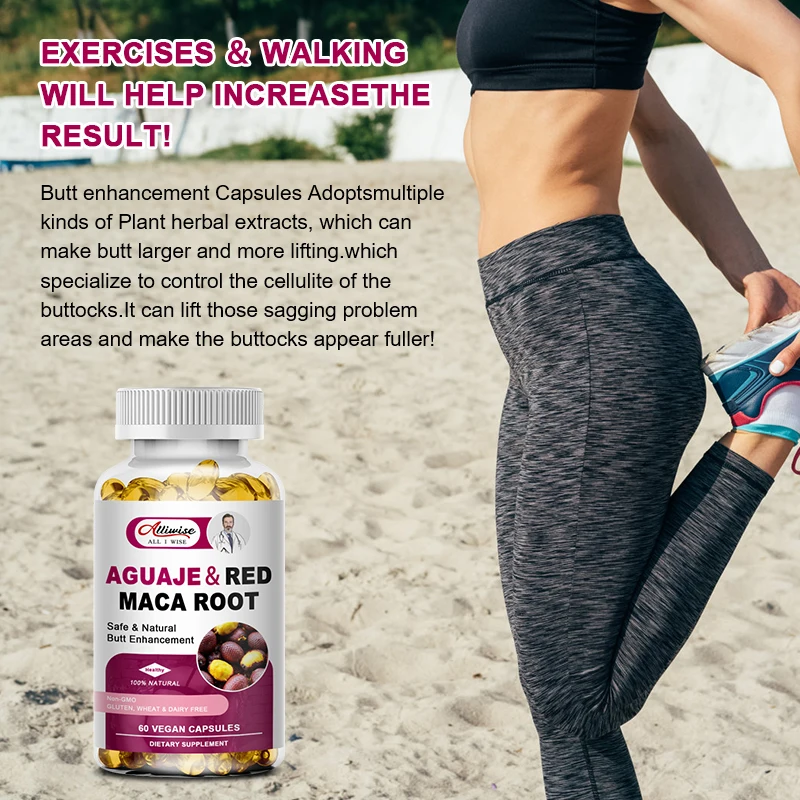 Alliwise Natural Plant AGUAJE & REDMACA Capsules Extract Big Butt Buttocks Enlargement HIP UP Increase Hips Make The Ass Bigger