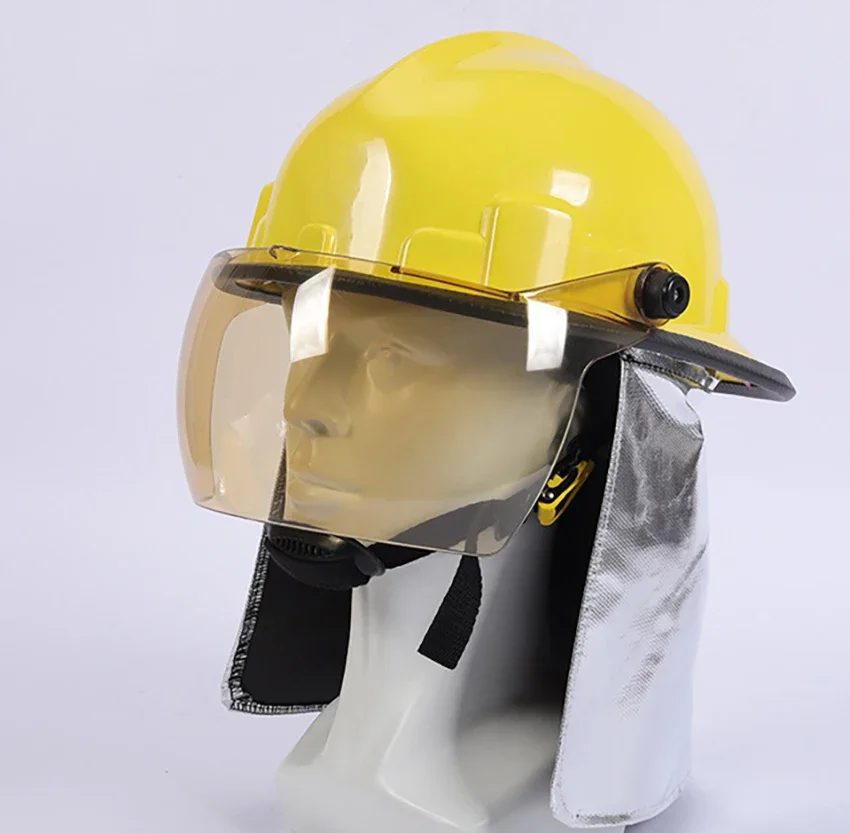 ABS Fire Newest Design CE Korean Style Safety Helmet for Fire Fighter Firefighter With Cape Mask Emergency Rescue Protective