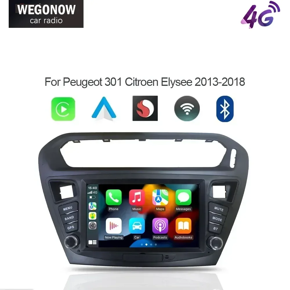 720P Carplay أندرويد 13.0 8G + 256G 8Core مشغل سيارة GPS WIFI راديو الوسائط المتعددة لبيجو 301 Citroen C-Elysee CElysee 2012-2016