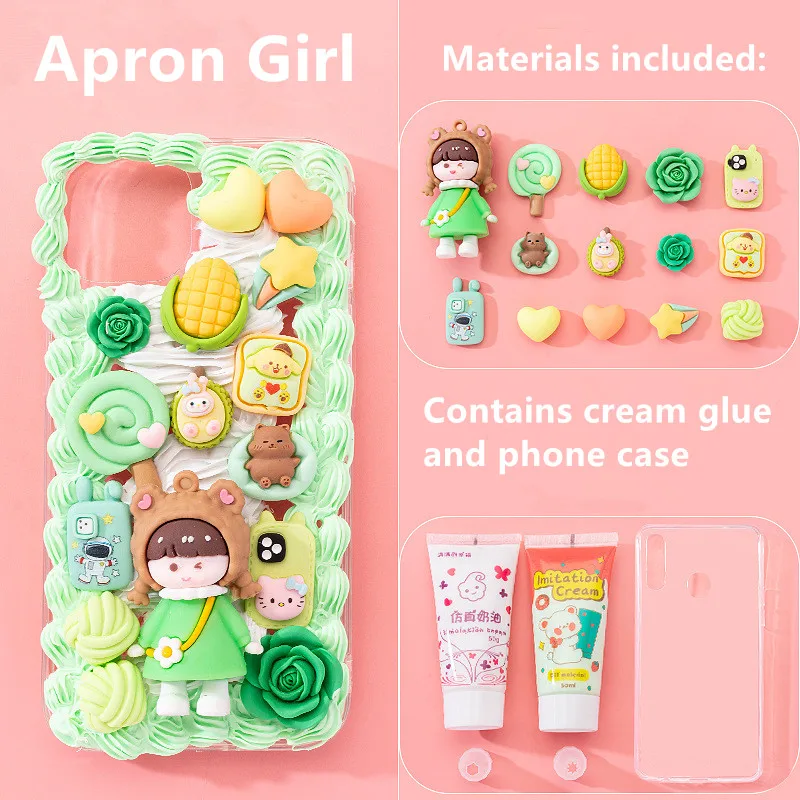 Handmade Case for iPhone 15 14 pro max case Resin Phone Charm DIY Customized for iPhon 11 12 13 Pro cream shell Kawaii girl gift