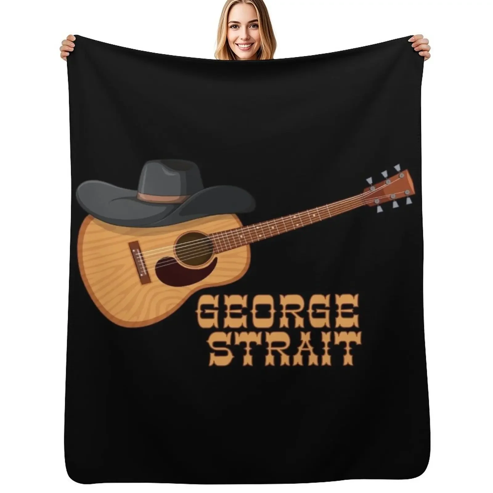 

george strait guitar Throw Blanket Thins Furrys heavy to sleep For Decorative Sofa Blanket