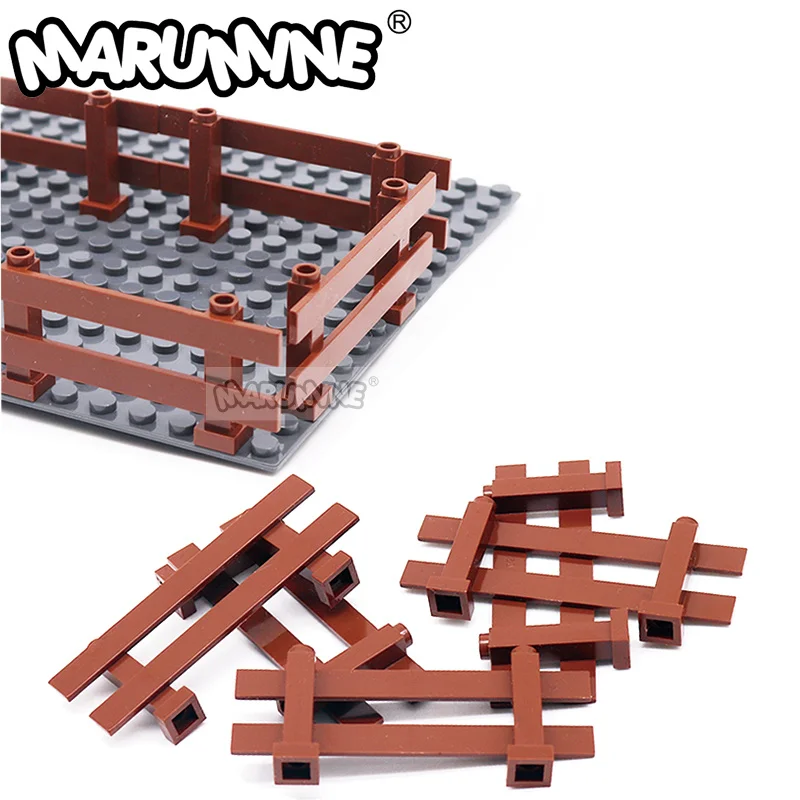 MARUMINE 60PCS MOC Fence 1x8x2 2/3 Rail Handrail 6079 Building Blocks Bricks Farm Garden Scene Fence Assembly Parts Accessories