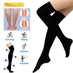 1 Pair Thigh High Compression Socks for Women and Men Circulation Over the Knee-Best Support for Running,Travel