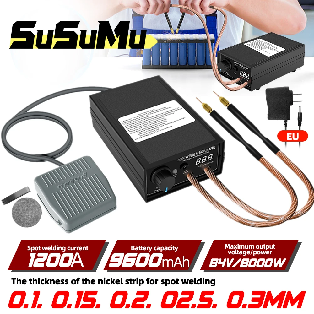 Zestaw mini zgrzewarki punktowej 8000 W DIY Automat 18650 Zgrzewanie punktowe na baterie Przenośna zgrzewarka punktowa Pióro do taśmy niklowej 0,15