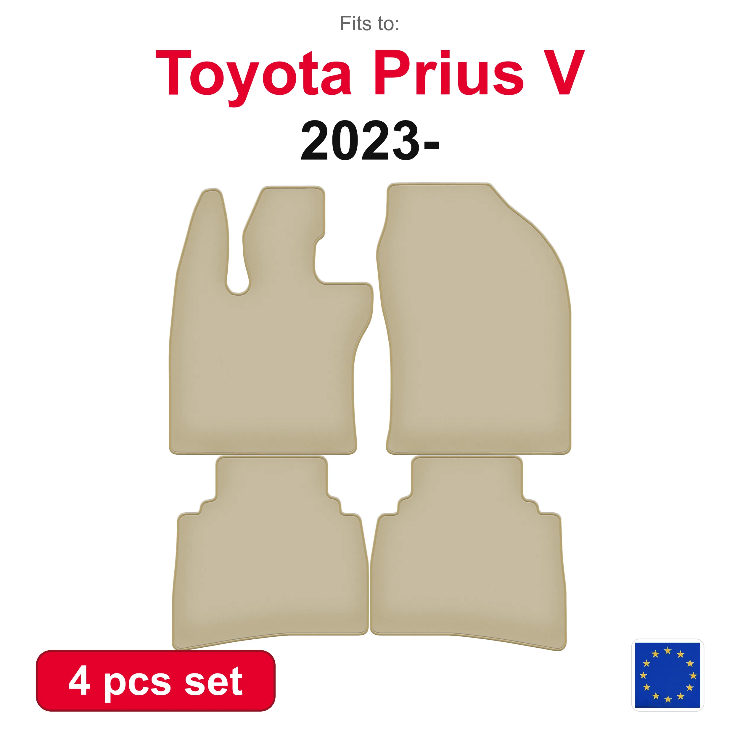 PREMIUM-Autovelourmatten für Toyota Prius V Liftback (2023-) – beige, passgenau (4 Stück), passgenaues Autofußmatten-Set