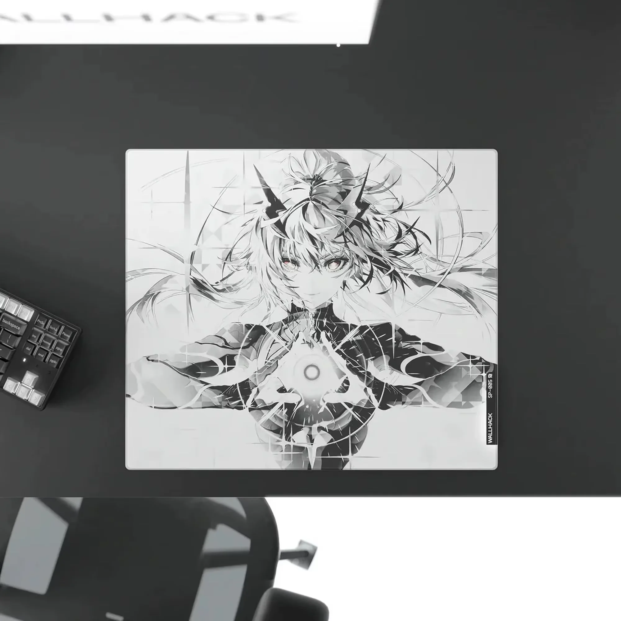 W-WALLHACK SP005 ASCENSE SORA Limited Edition Tempered Glass Mouse Pad FPS E-sports Gaming Customized Anti Slip Smooth Desk Mat