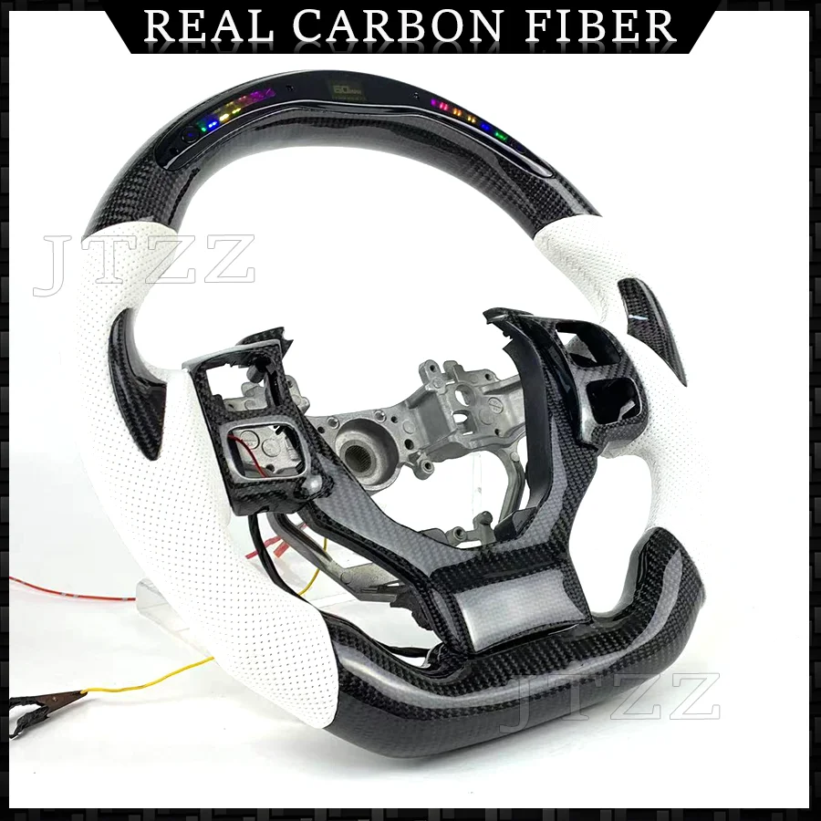 

For Lexus is RCF Sport NX200 250 350 LED Carbon fiber White Perforated leather steering wheel Fit 2015-2024 Automotive Interior