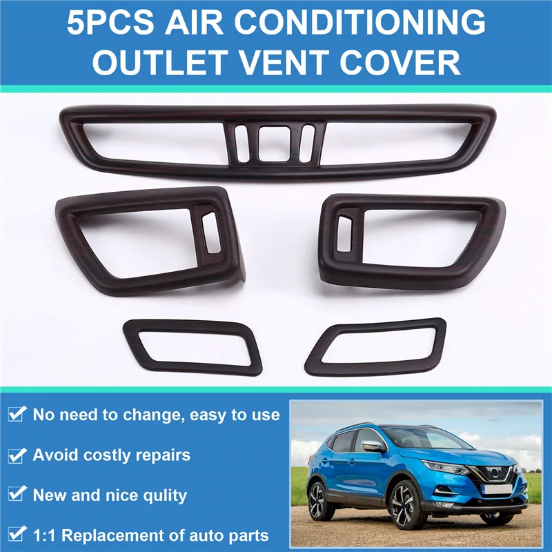 A65P-5 Pcs Car Front Console Air Condition Vent Outlet Cover For Nissan X-Trail T32 Rogue Qashqai J11 2014-2020