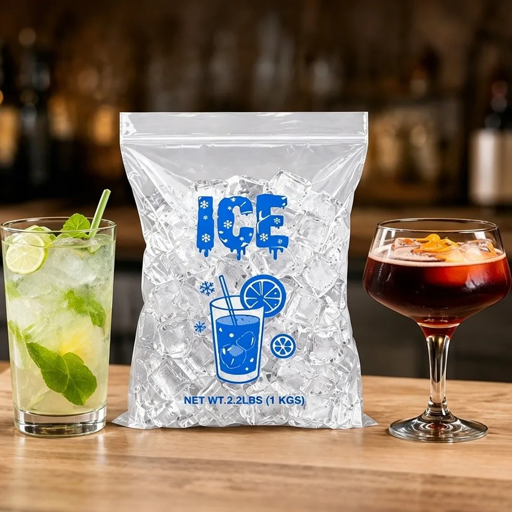 10Pcs PE Drawstring Ice Bags Anti-Freezing Reusable Leakproof Cooler Bags Thicken Large Capacity Ice Freezer Bags