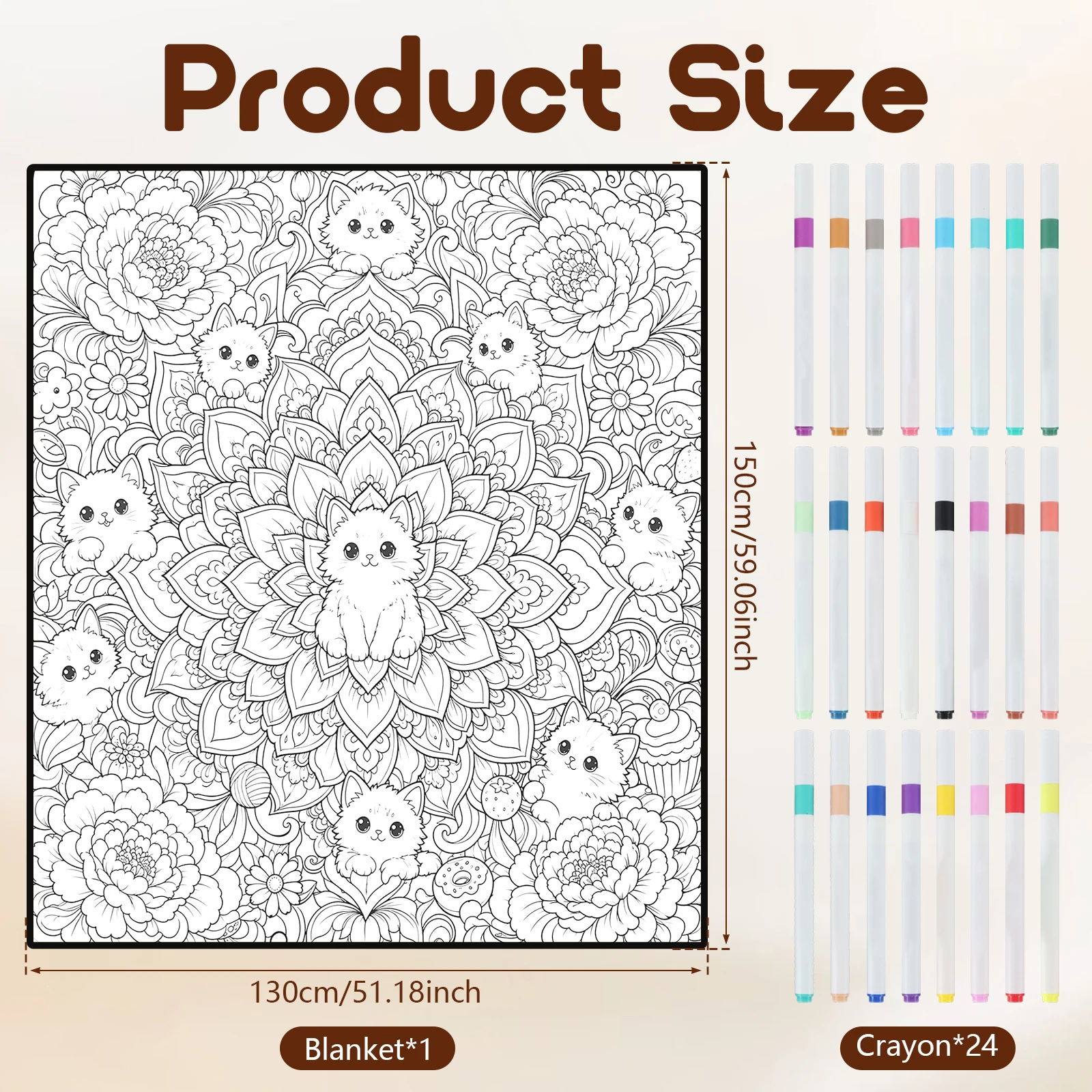 DIY Coloring Blanket Washable Reusable Throw With 24 Markers Personalization Pattern Blanket Stress Relief Unique Paint Art