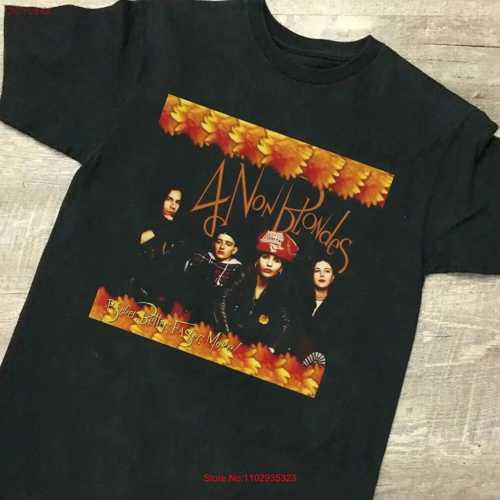 Camiseta 4 Non Blondes Bigger Better Faster More, talla completa S 5XL MZ129, estilo vintage lavado, ropa de calle para hombre, suave y transpirable