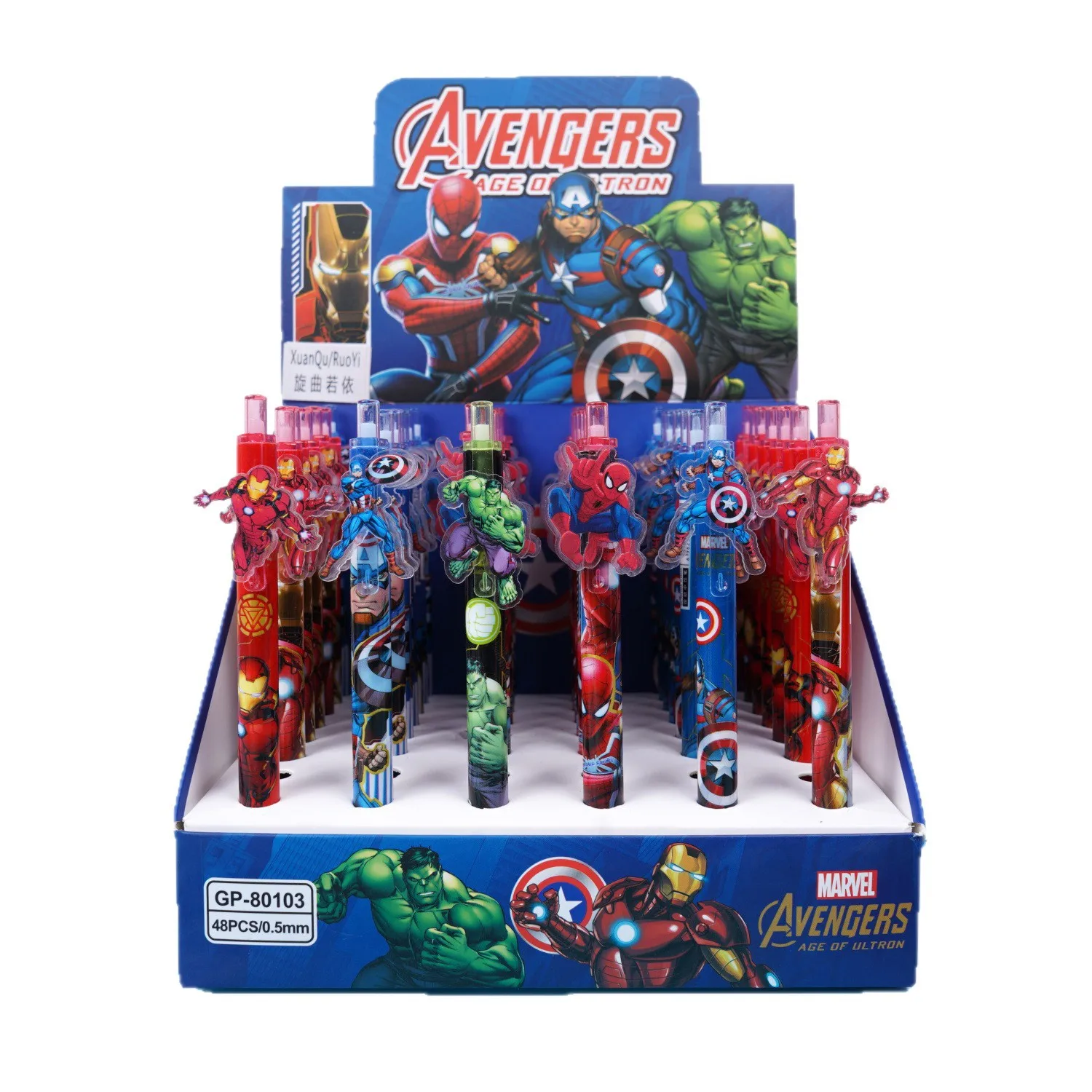 12/48pcs For Marvel Gel Pens Quick-Drying Pens, Student Writing Cartoon Ballpoint Pen Press Pen Markings School Stationery Gift - view 2