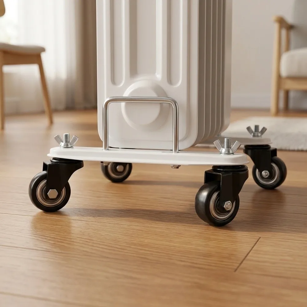 Radiator Mobile Pulley Bracket Smooth Rolling Heater Movable Support Stand Wear‑Resistant Base Accessory For Household Heating