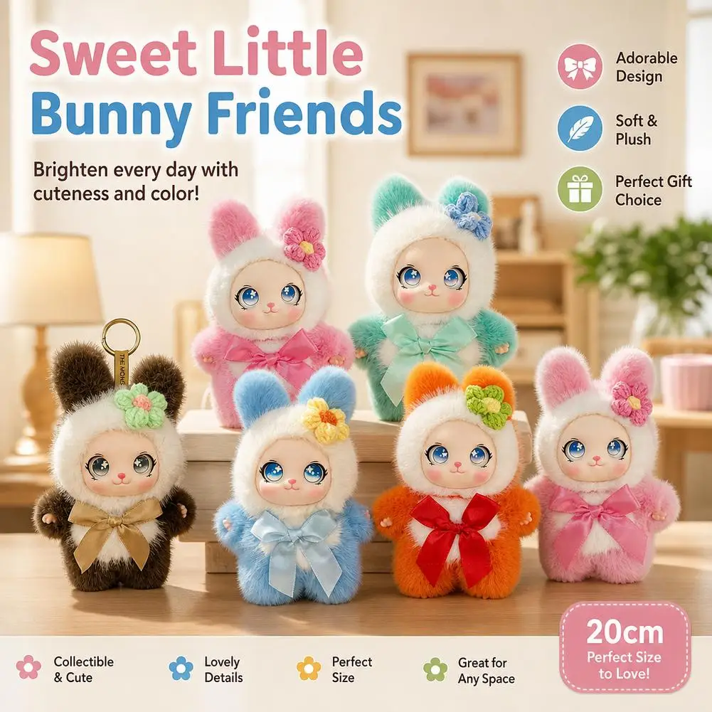 Kawaii Plush Cat Girl Rabbit Keychain Vinyl Doll Cute Anime Figurine Bag Pendant Girl Gift Car Keyring Backpack Accessories