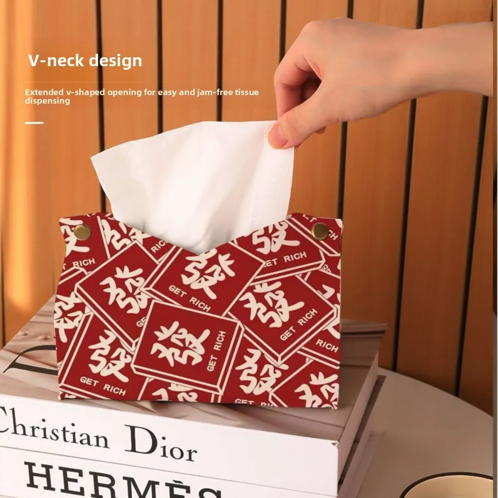 Red Tissue Box - Mahjong Room Special Premium Decorative Storage Napkin Holder for Home Living Room & Dining Table