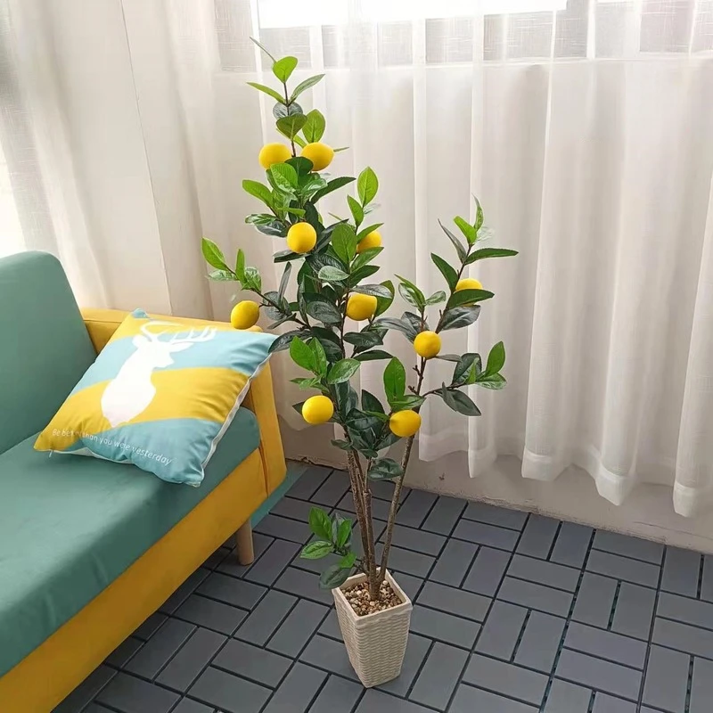 Fake Flower Simulation Plants Potted  Kumquat Lemon Cherry Apple Fruit Tree Artificial Bonsai For Home Festival Greening Decor