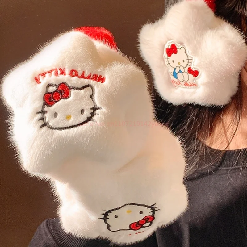 جديد مطرز مرحبا كيتي لطيف أفخم الأذن يفشل شتاء دافئ سدادات حماية الأذن مكافحة تجميد غطاء للأذنين الدراجات الأذن الحرس هدية