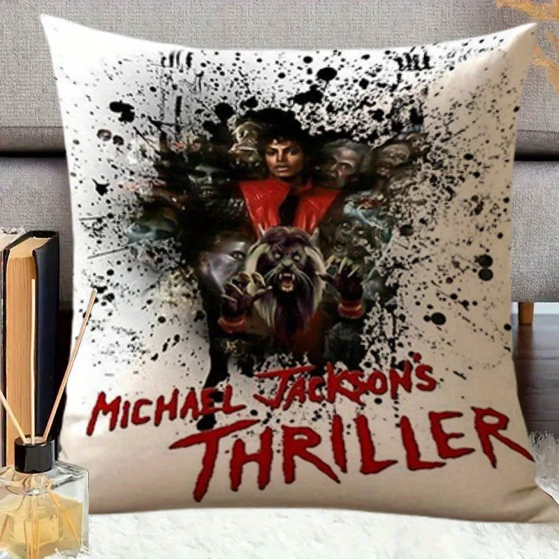 1pc Michael Jackson Thriller Zombie Werewolf Album Throw Pillow Cover 2D Double-Side Print Polyester Cushion Case for Sofa Pop M