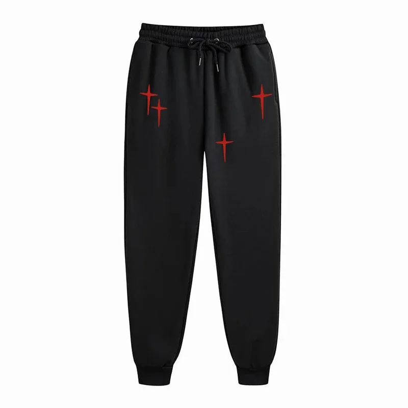 Harajuku Hip-hop Pants Printed Pattern Slim Men Y2K Gothic Casual Fashion Fitness Jogging Sports Street Wear Couple Sweatpants
