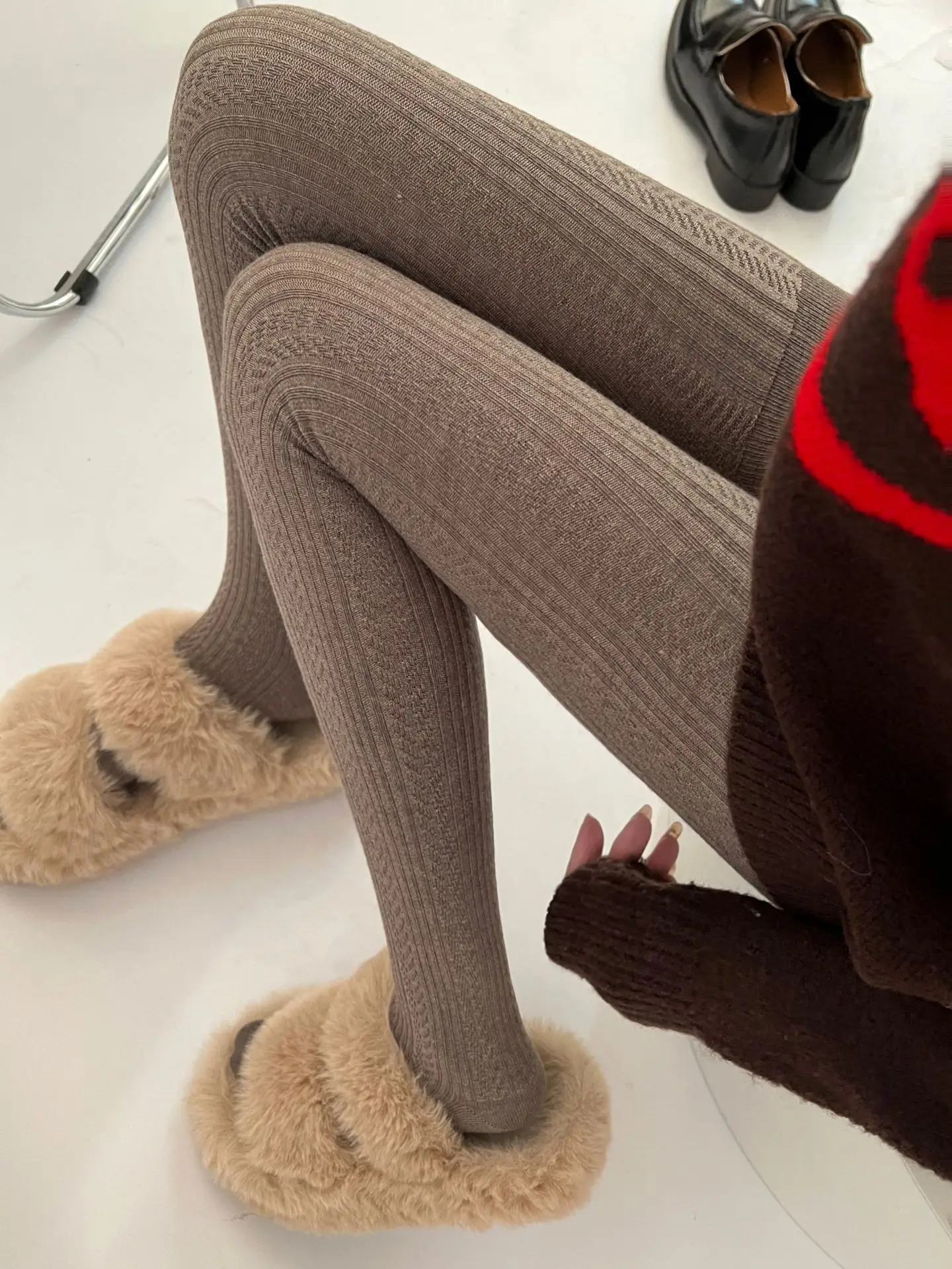Winter Warm Comfort Wool Women's Pantyhose Thick Vertical Stripe Pattern Hottie Lolita Fashion Sexy Warm Knit Tights
