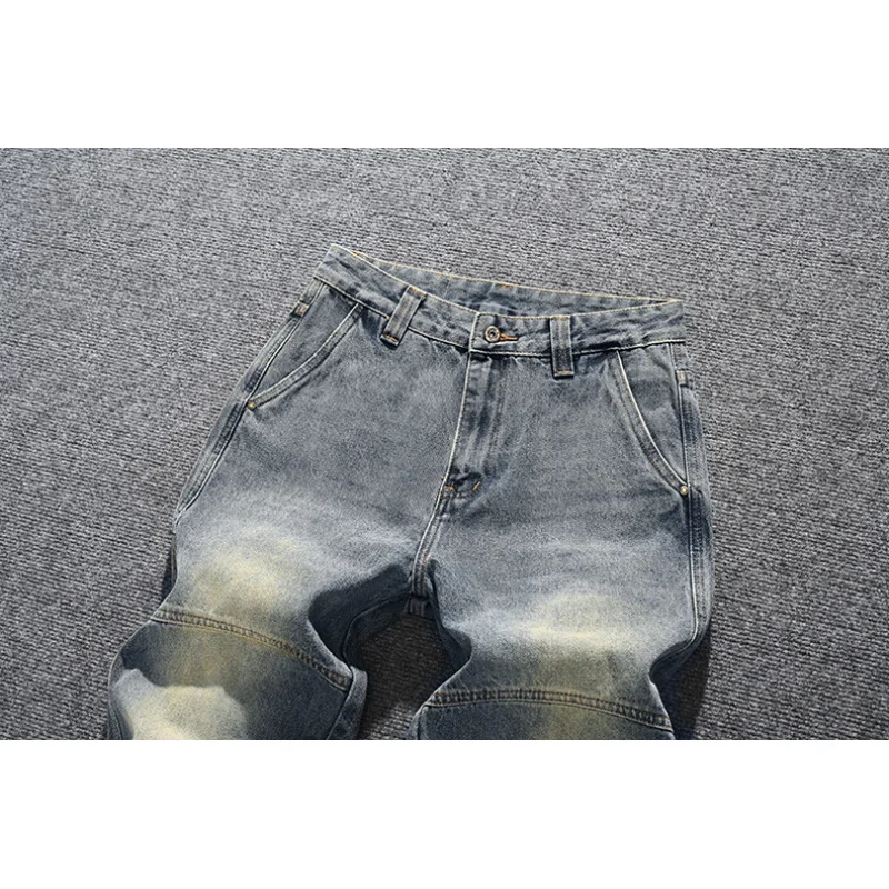 

2025 г., американский модный бренд, ностальгические свободные прямые джинсы в стиле ретро, мужские универсальные широкие брюки