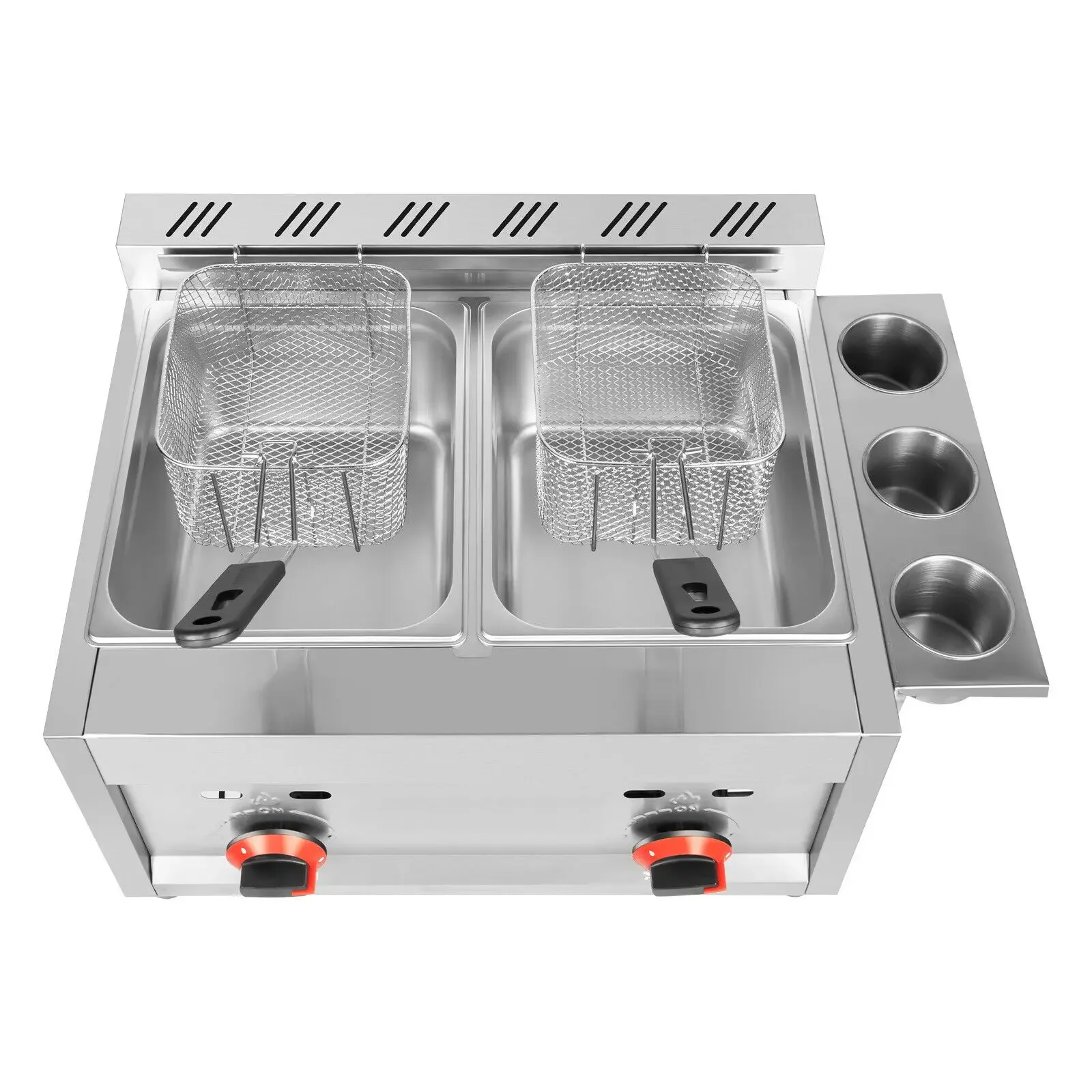 

High Quality 2-Basket Gas Fryer Countertop, Stainless Steel, Deep Commercial with Propane LPG