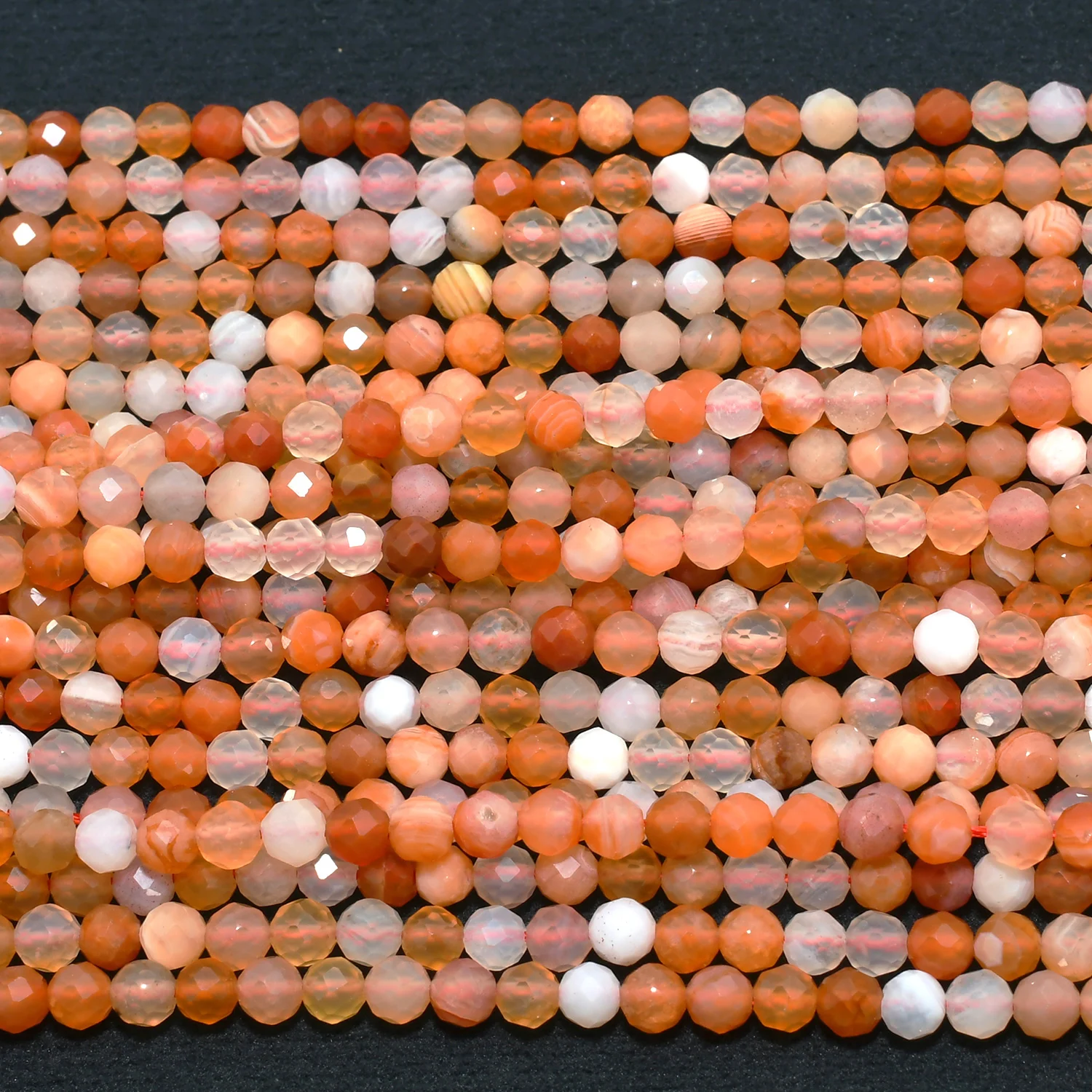 Natural Orange Botswana Agate Faceted Round Beads 4.2mm