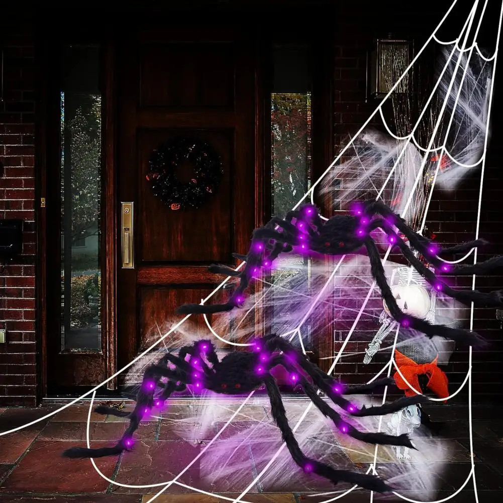 Children Favorite Halloween Spider Realistic Furry Spider with Wire-reinforced Legs Giant Spider Halloween Decoration for Indoor