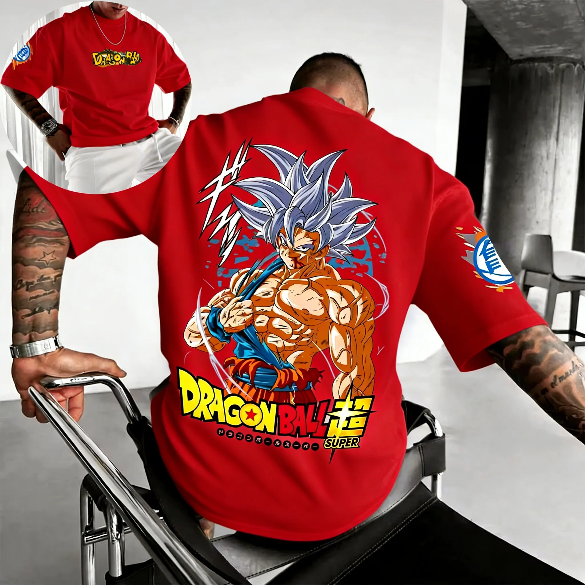 

Мужская футболка Dragon Ball Goku, летняя, с принтом аниме, большого размера, для родителей и детей, повседневная, свободная, уличная мода, стиль Y2K, Харадзюку