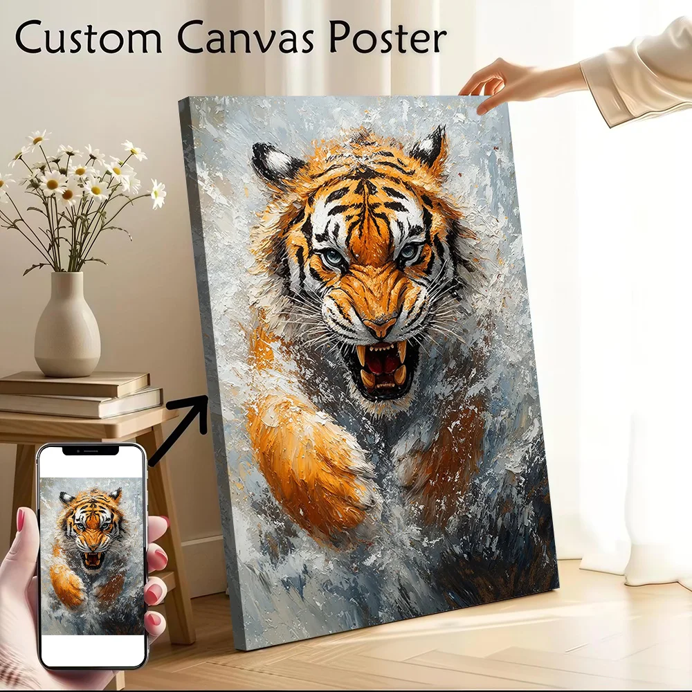 Roaring Tiger Painting Canvas Wall Art Poster Custom Wall Paintings Personalized Photo Printing for Living Room Decorations the