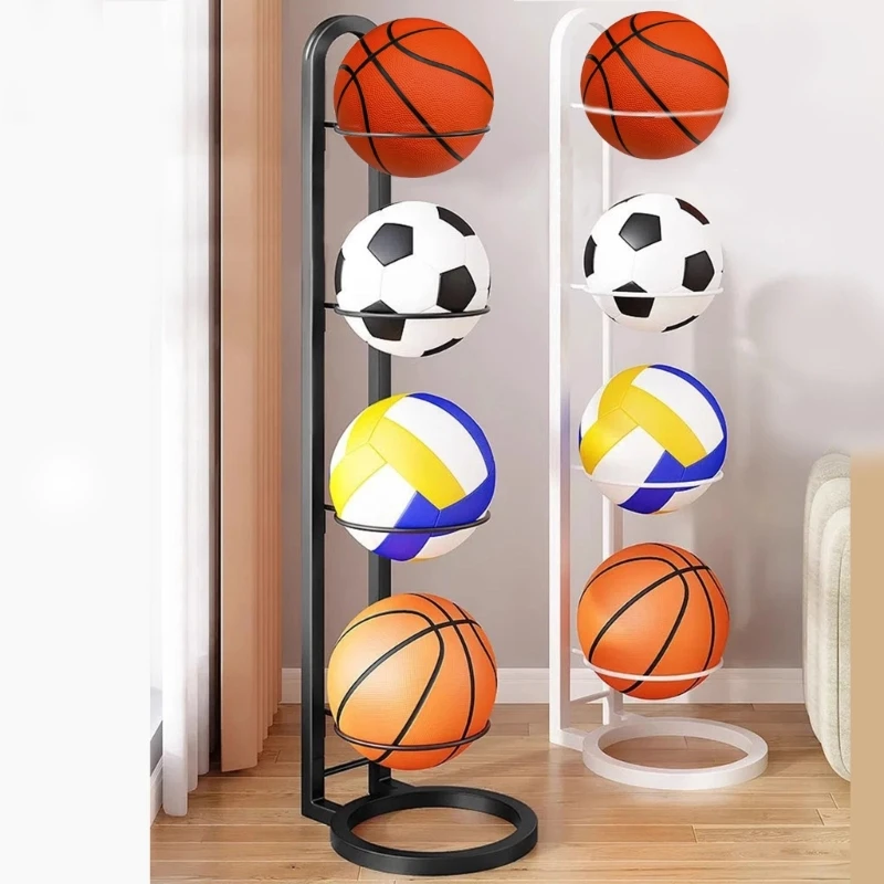 HOT Multipurpose Sports Equipment Holder 4 Layer Metal Cube Stand for Home and Gym Basketball Football Vertical Display Rack