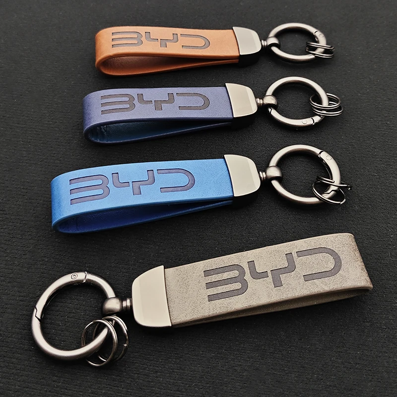 

2025 Luxury Leather Car Keychain Logo BYD Key Rings Best Gift For BYD ATTO 3 SEAL U DOLPHIN U8 U9 HAN TANG Auto Accessories