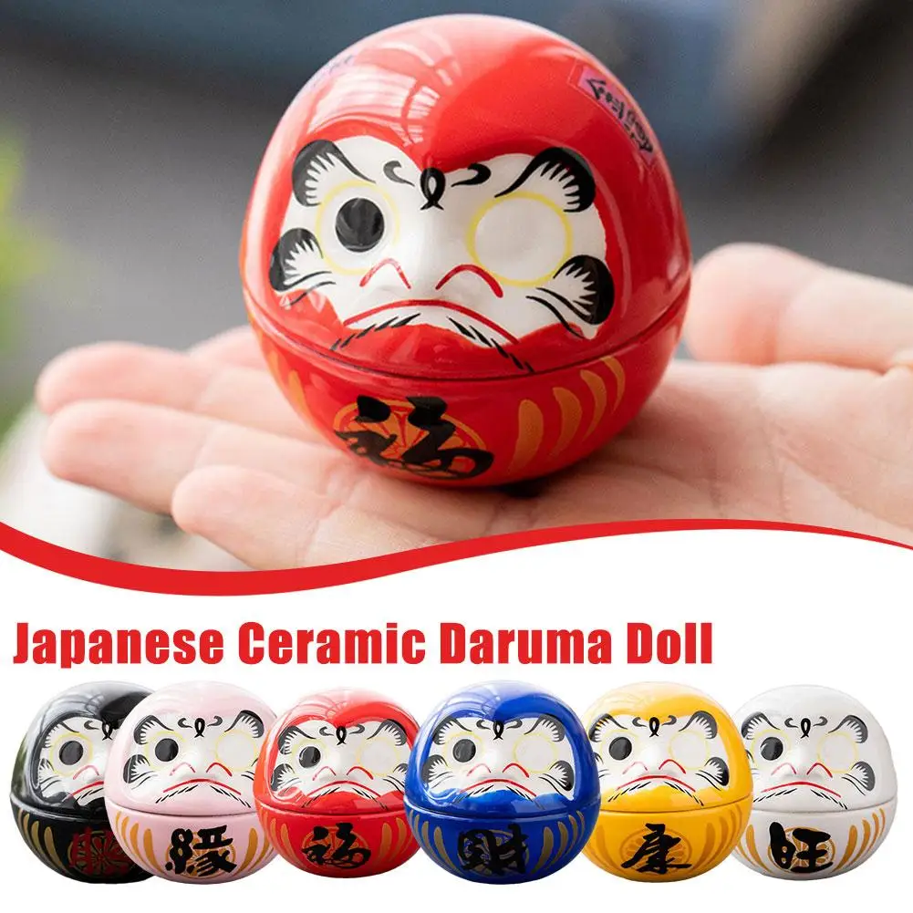 Artesanías de Daruma de cerámica japonesa, dibujos animados, decoración del hogar, sala de la suerte, regalos de vida, accesorios de decoración de paisaje, Orna D8b2