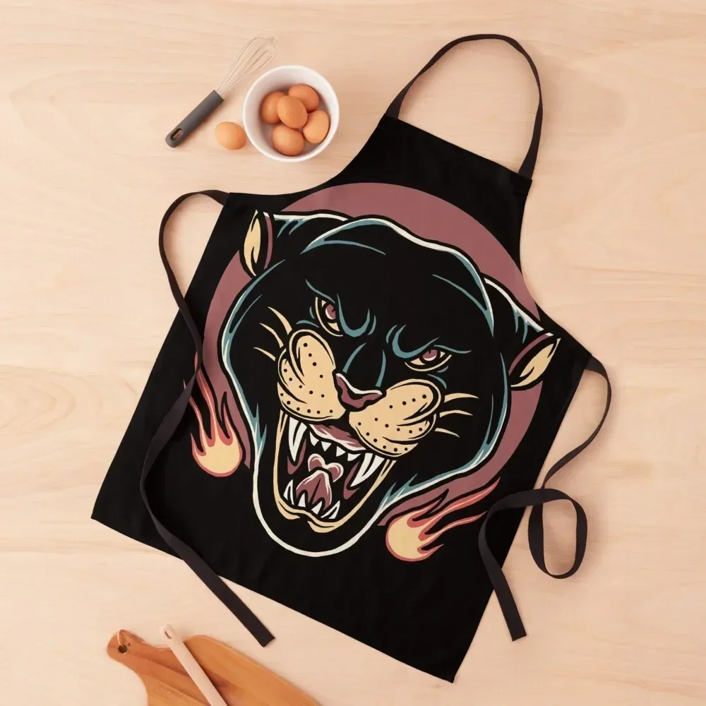 

Raging Panther Traditional Tattoo Apron Women Kitchen christmas for home useful pieces Apron