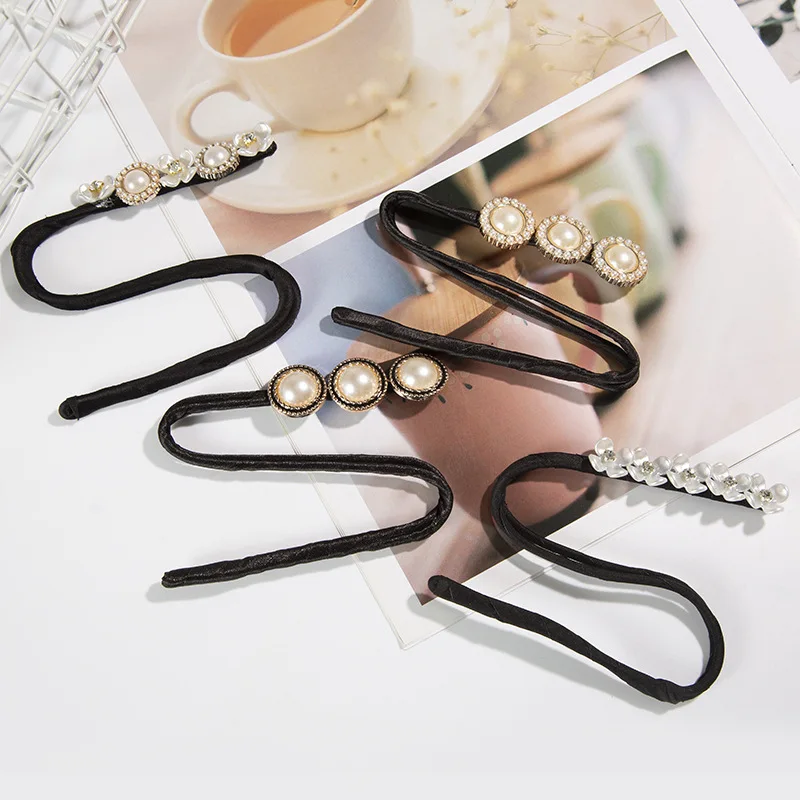 Headband Elegant Pearl Hair Rolled Up Tool Lazy Hair Curler Bow Barrettes Braided Hair Artifact Women Flower DIY Headwear