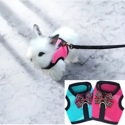 Mesh Breathable Ferret Bunny Harness Leash Set for Small Animals Rabbit Hamsters Summer Walking Pet Lead mascotas Accessories