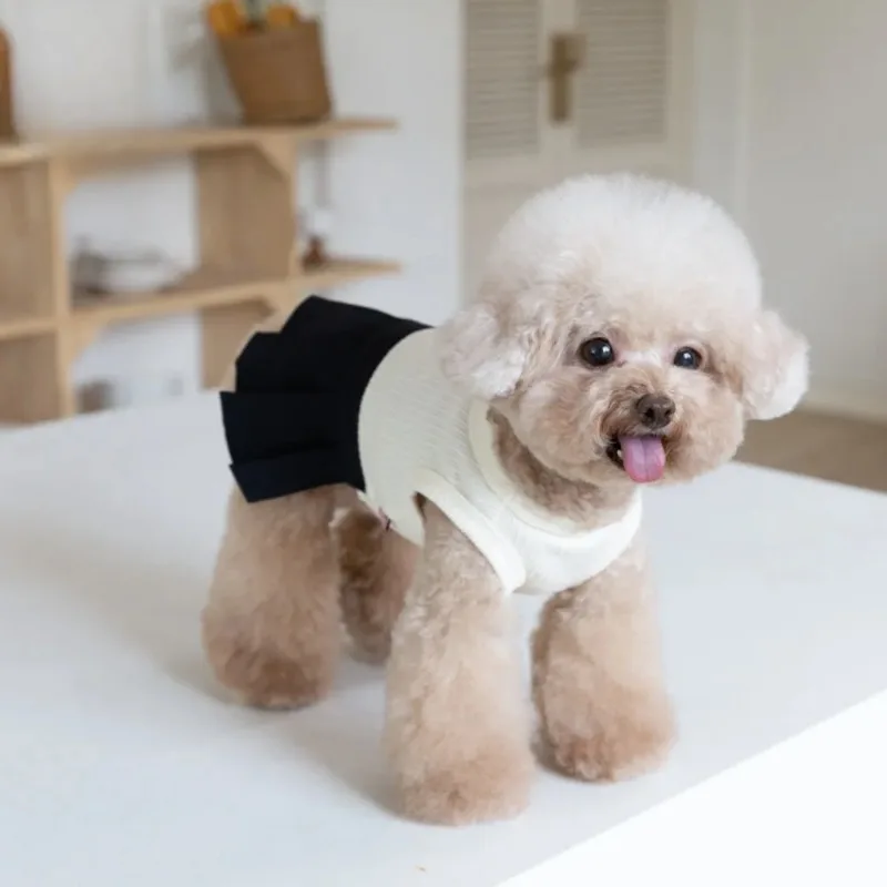 Cute Pet Dog Clothes School Uniform Pleated Skirt Vest Skirt Fashion Teddy Clothes for Small Dogs Dog Dresses Puppy Clothing