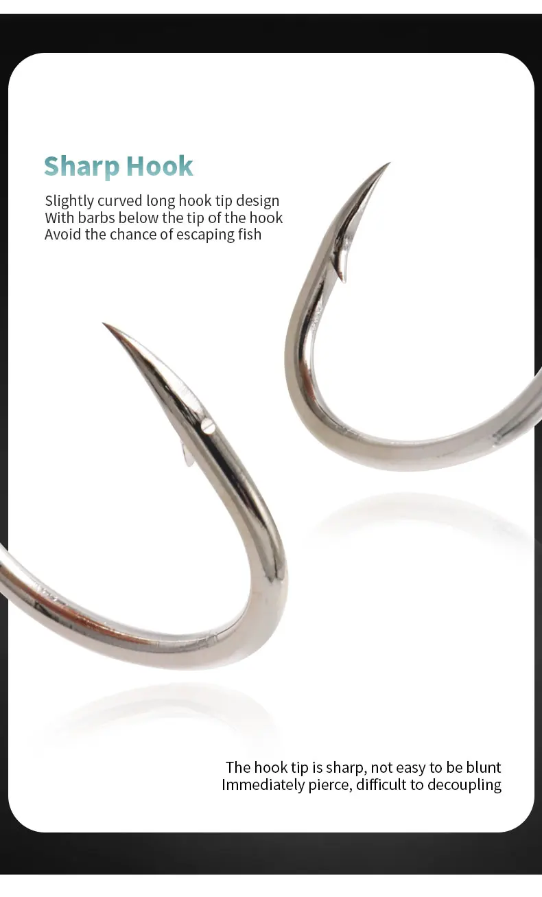 ZYZHE 7~10 Stück/Beutel Meeresangelhaken, Breitbauch-Fischhaken, Haken aus Hochkohlenstoffstahl, Slow-Jigging-Bootsangelhaken, Angelzubehör – Detail 4