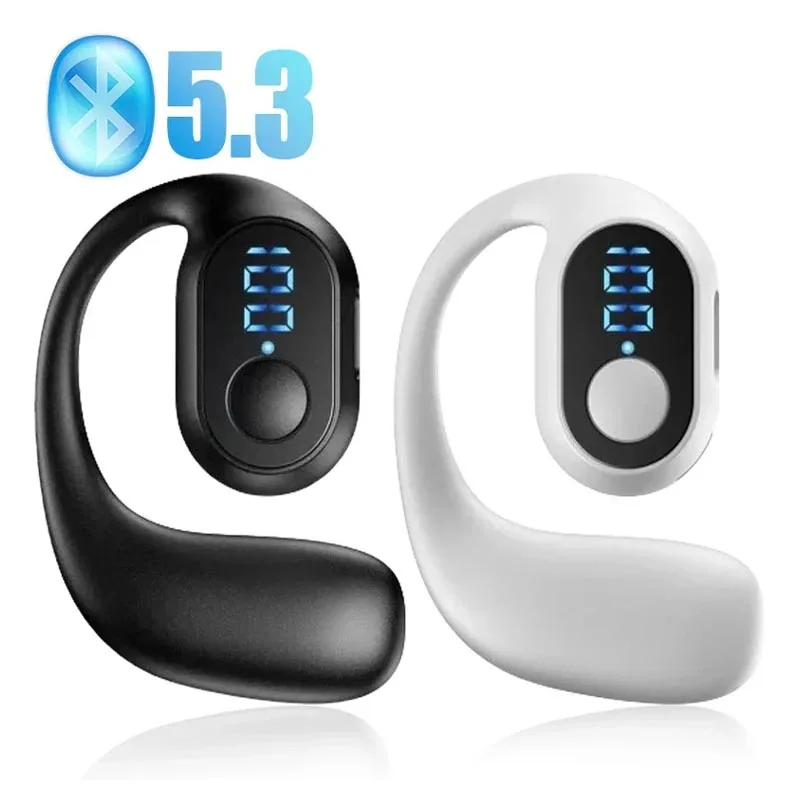 بلوتوث 5.4 سماعة لاسلكية خفيفة الوزن سماعة توصيل العظام الأذن هوك LED عرض HD الاتصال هيئة التصنيع العسكري الصوت المحيطي ياربود #3