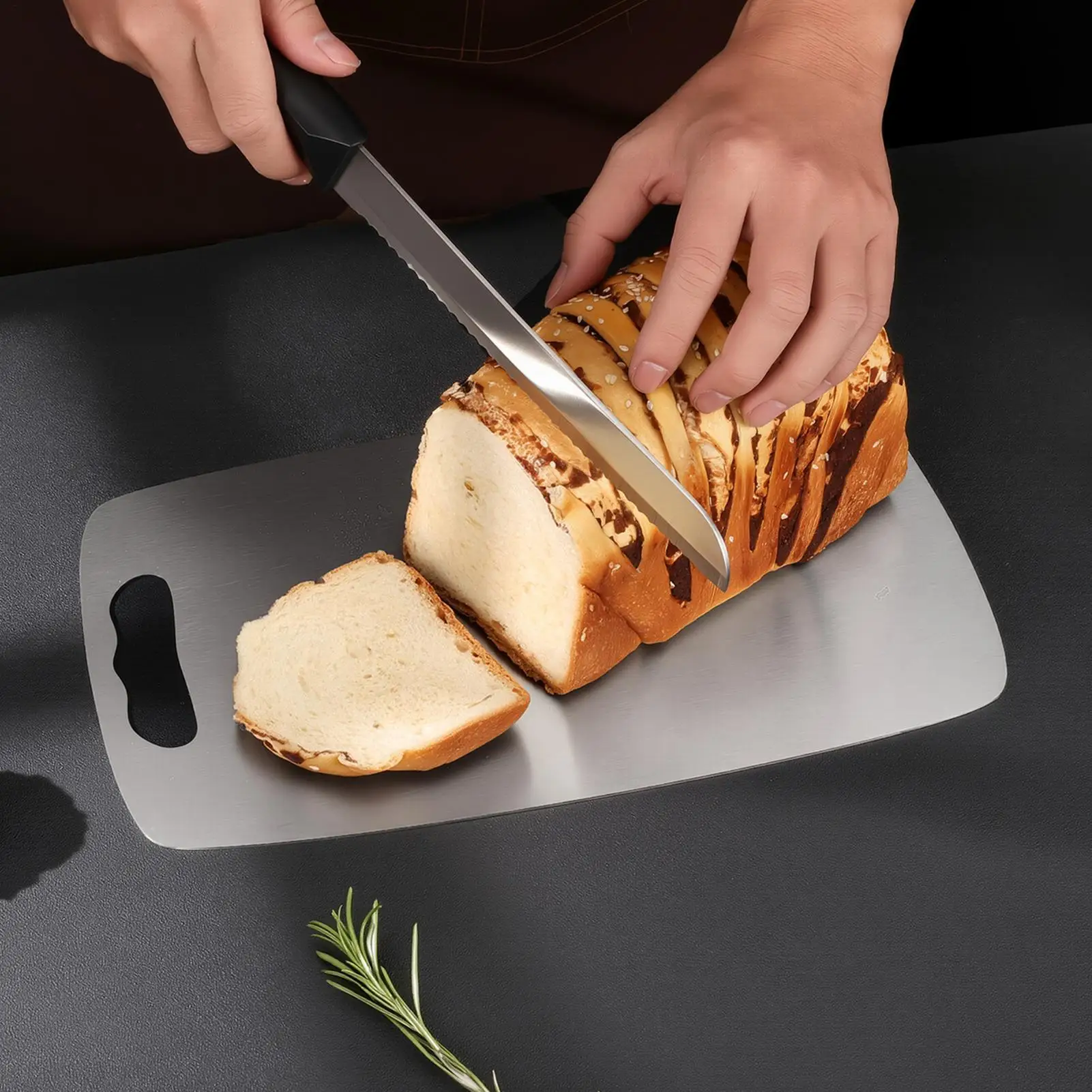 Stainless Steel Cutting Board Double Sided Kitchen Gadget Chopping Board For Meat For Meal Prep Chicken Steak Veggie Food view 5