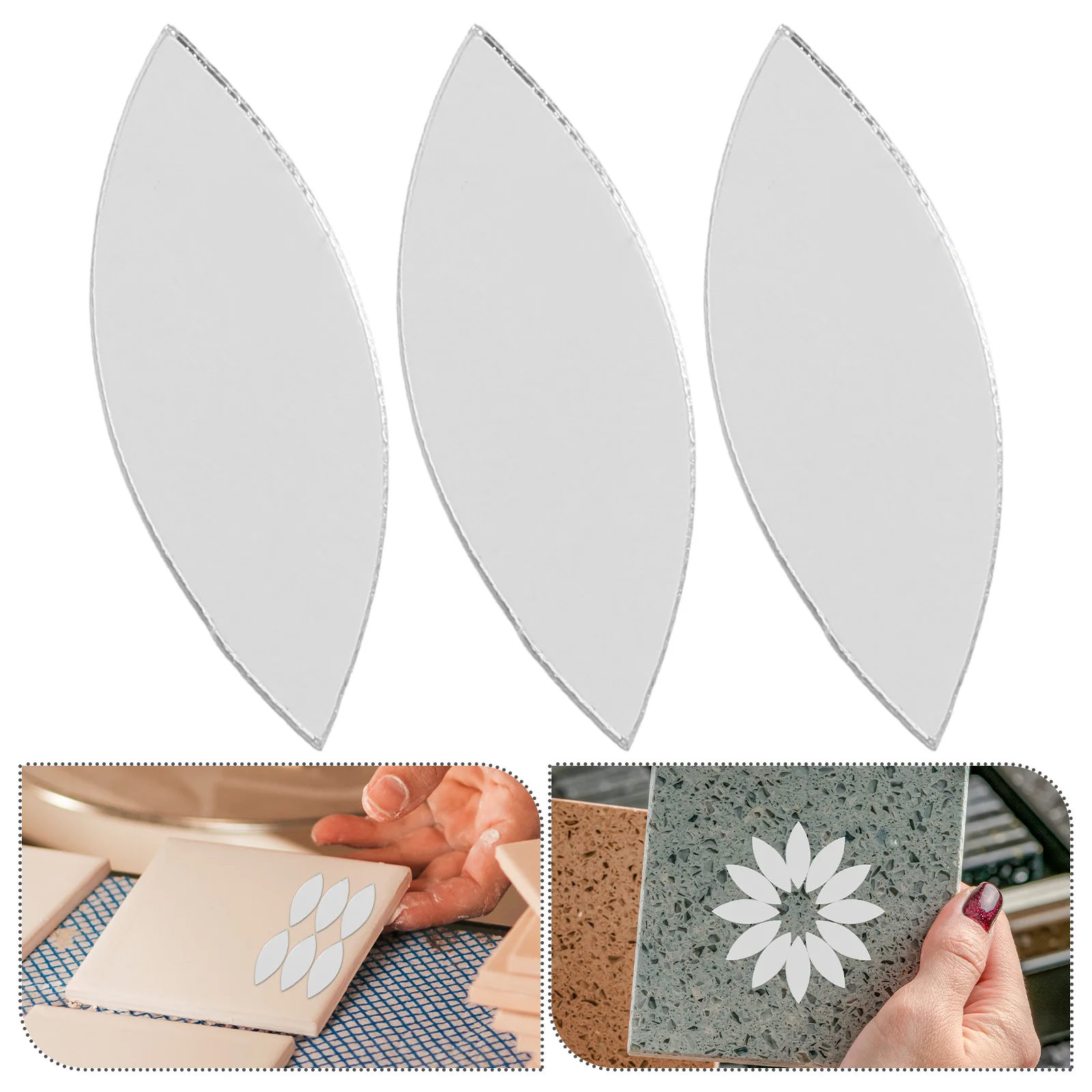 

150pcs Tiles Petal Shape Craft Glass for Crafts Removable Mosaic Decor Small Mirrors Reflective Wall