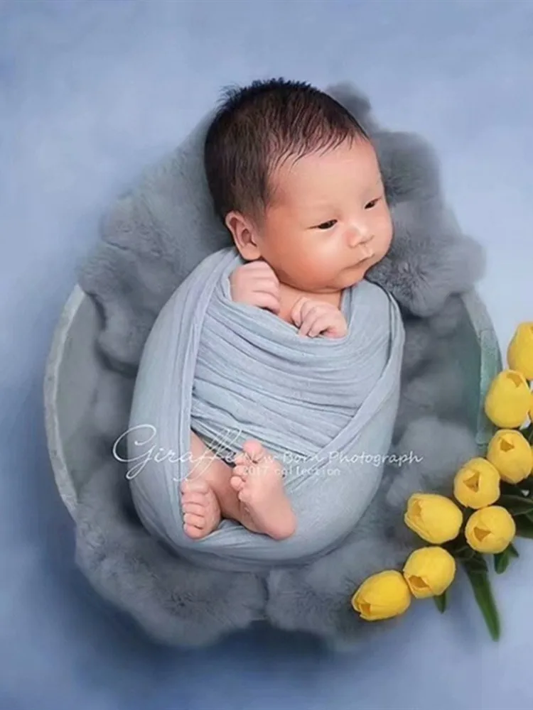 Newborn Rabbit Fur for Baby Photography Props, Basket Filler Cushion Blanket