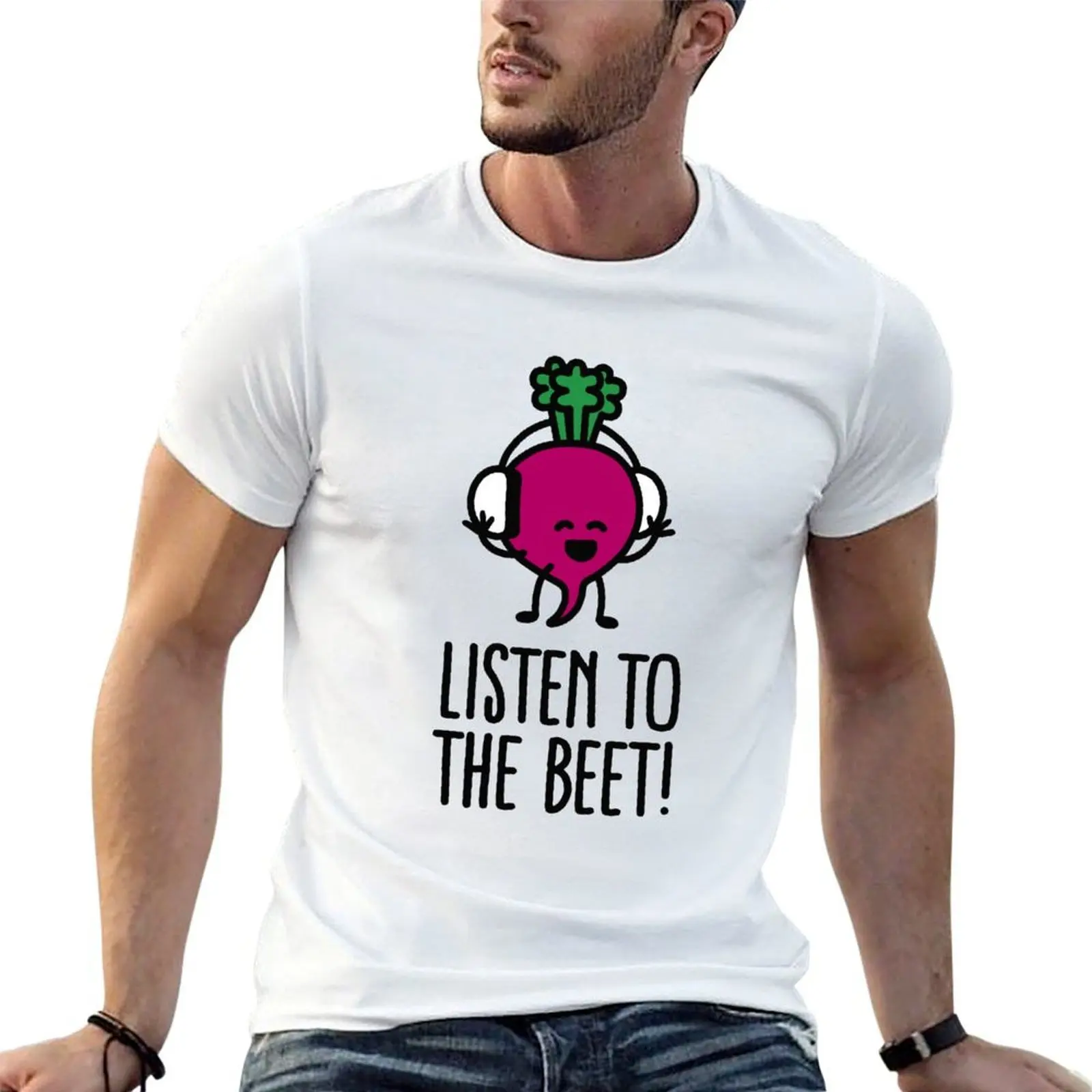 Camiseta de manga corta para hacer ejercicio en el gimnasio, modelo Listen to the beet
